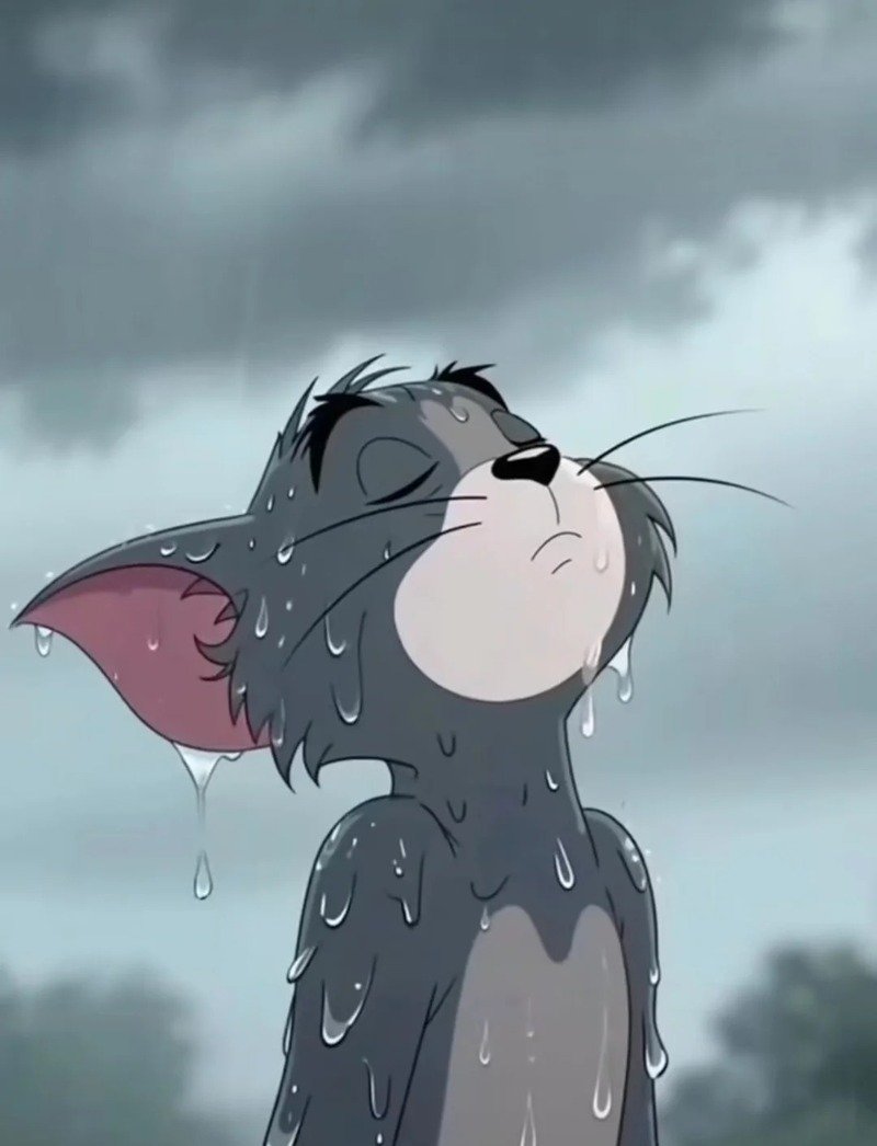 Hình ảnh chú mèo buồn đang ngồi một mình