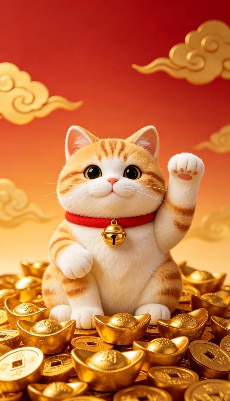 Hình ảnh chú mèo mang biểu tượng may mắn