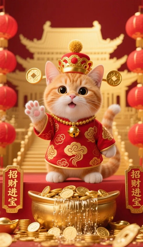 hình nền mèo thần tài 34