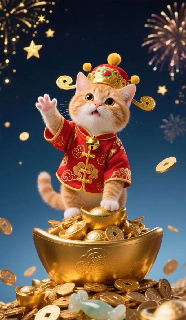 hình nền mèo thần tài 35