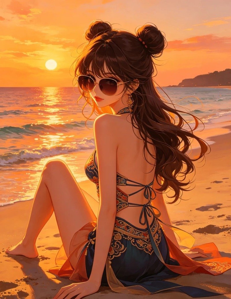 Hình ảnh cô gái anime phong cách hiện đại mùa hè