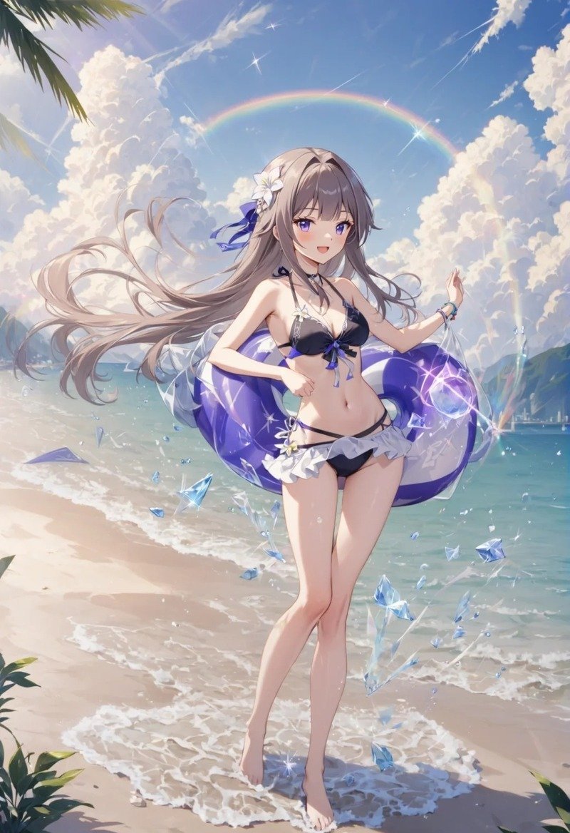 Ảnh anime nữ với khung cảnh biển tuyệt đẹp
