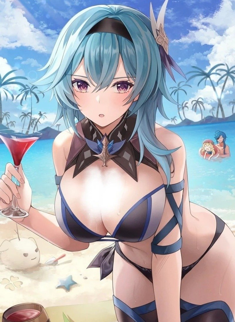 Cô gái anime trong khung cảnh biển thơ mộng