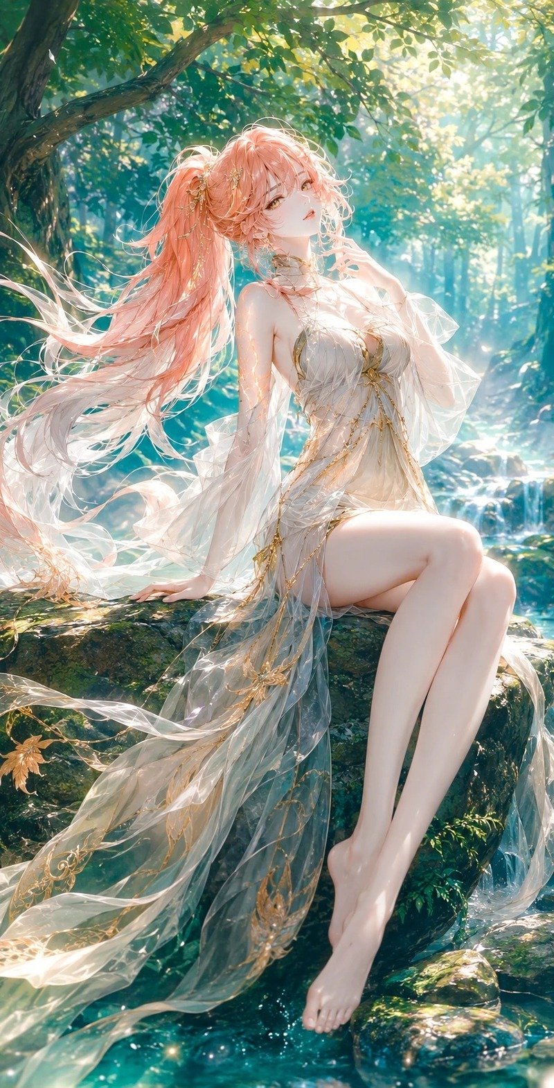 Nhân vật anime đi biển với vẻ ngoài nổi bật