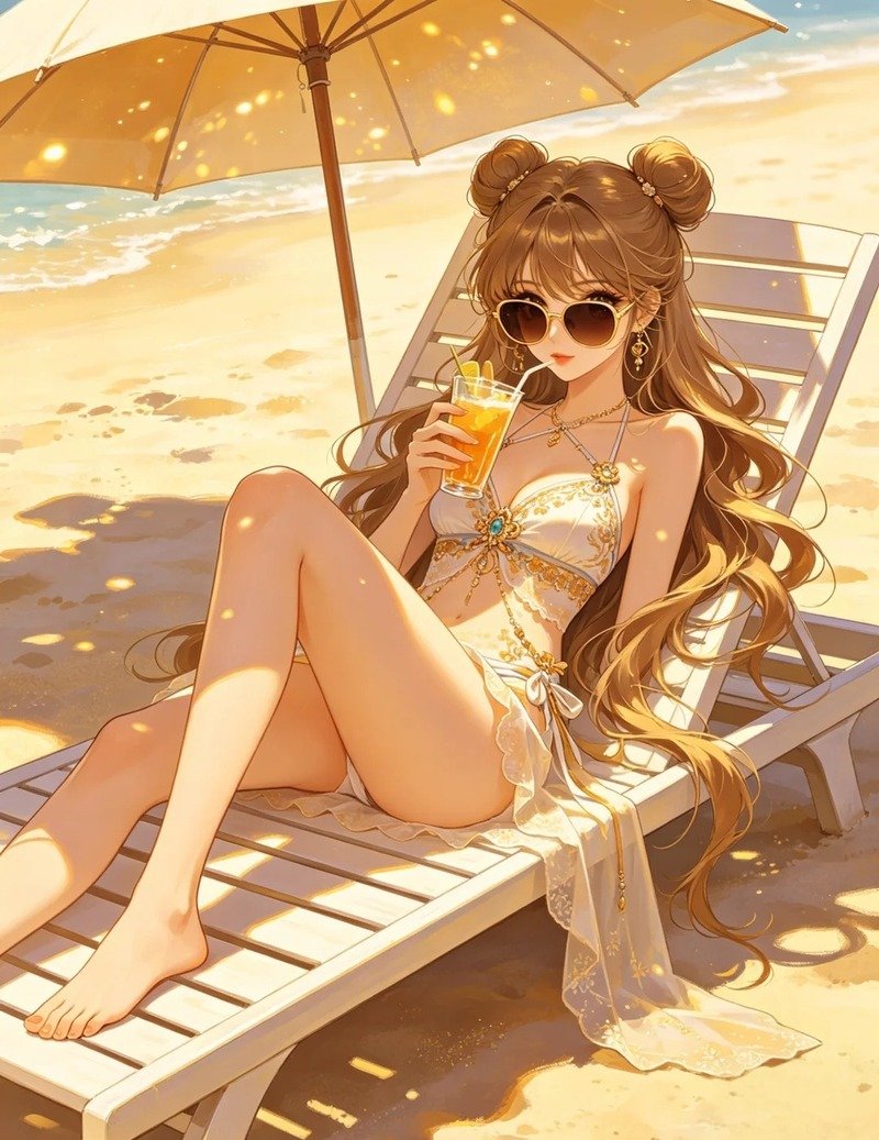 Hình nền anime mùa hè với khung cảnh đại dương xanh