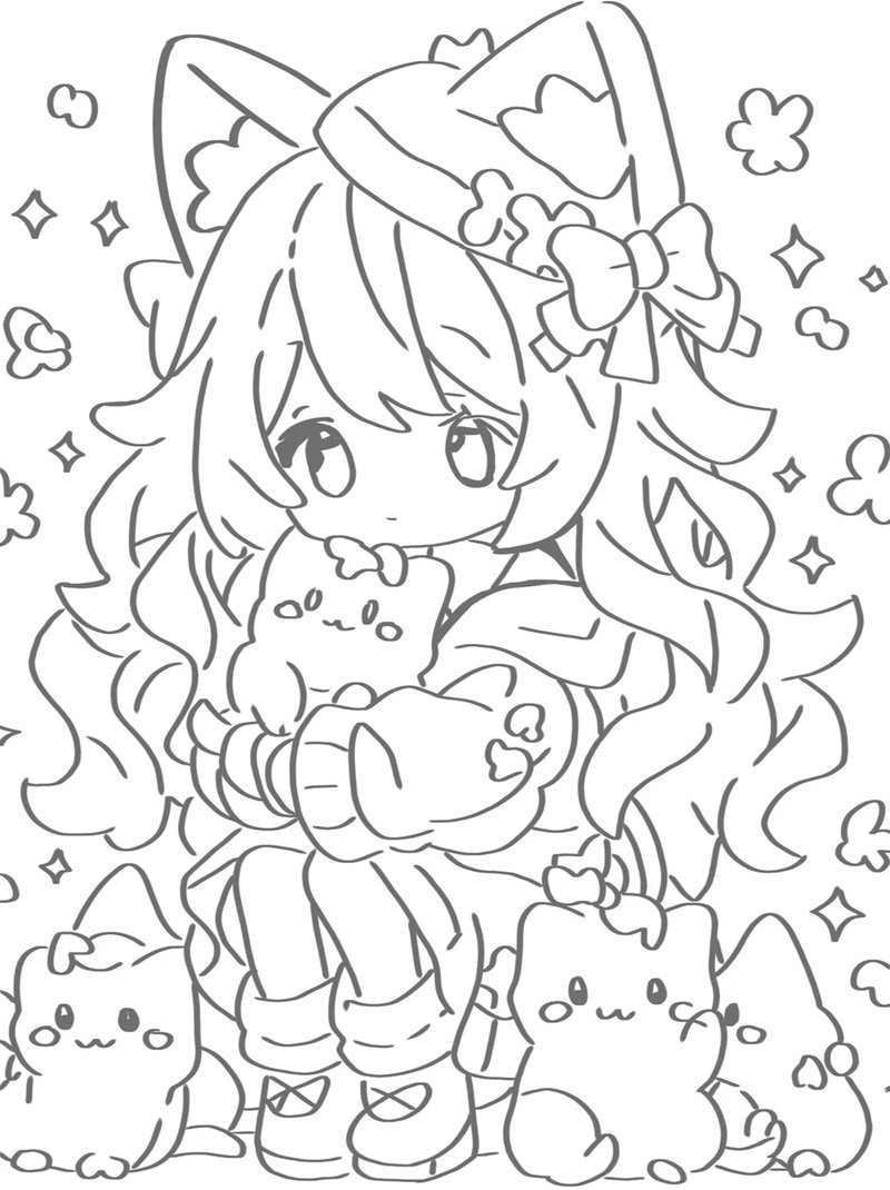 ảnh anime chưa tô màu 17