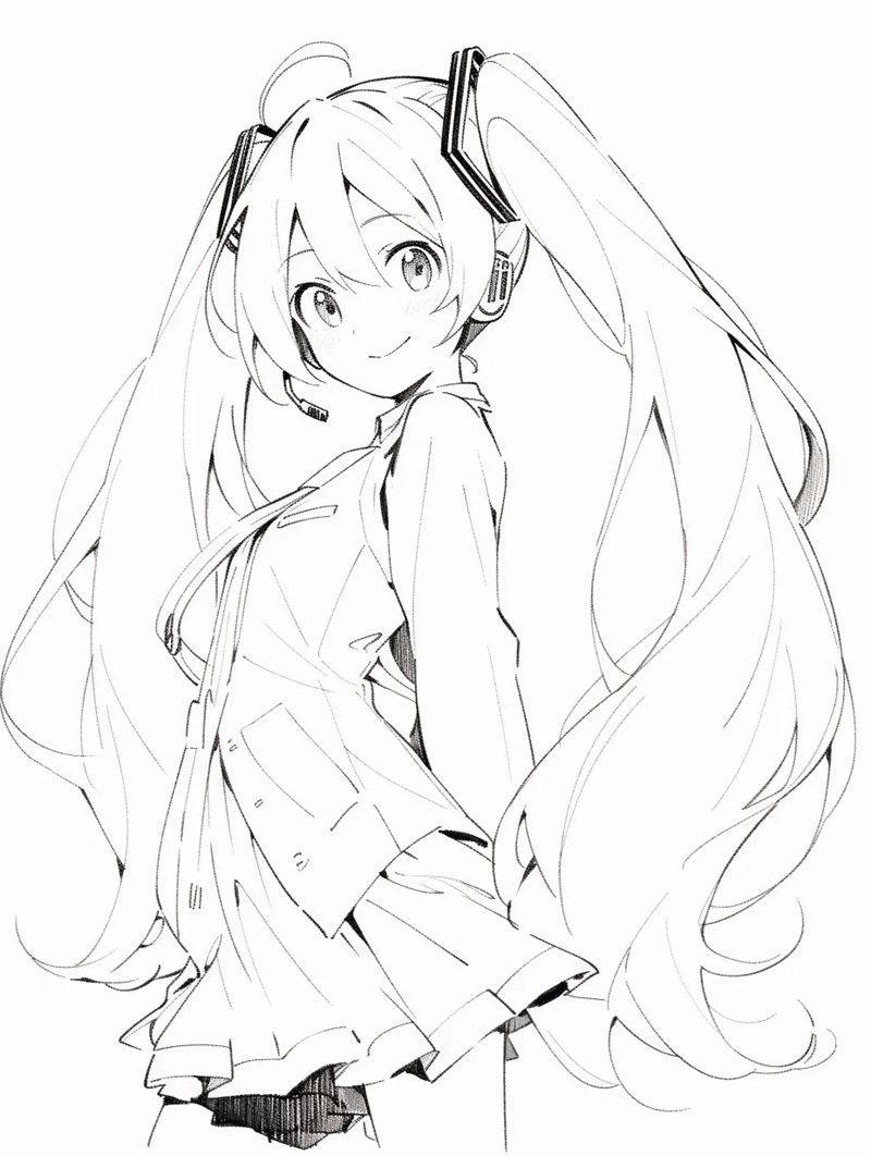 ảnh anime chưa tô màu 23