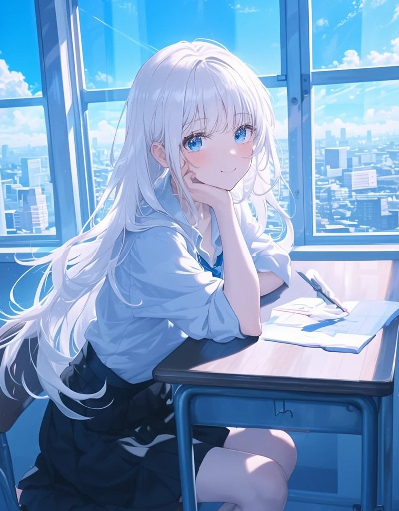 ảnh anime girl tóc trắng 17