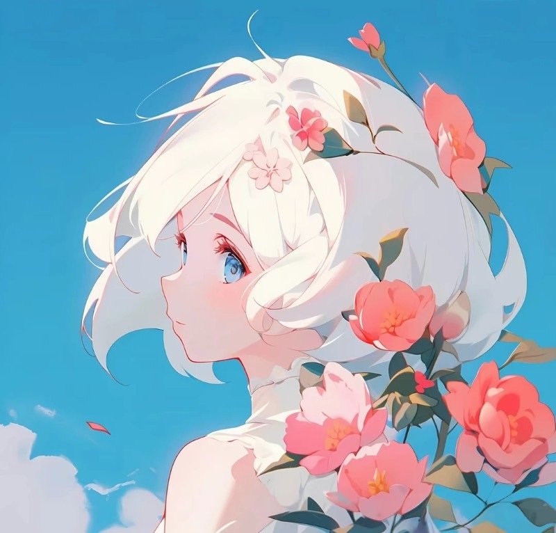 ảnh anime girl tóc trắng 27