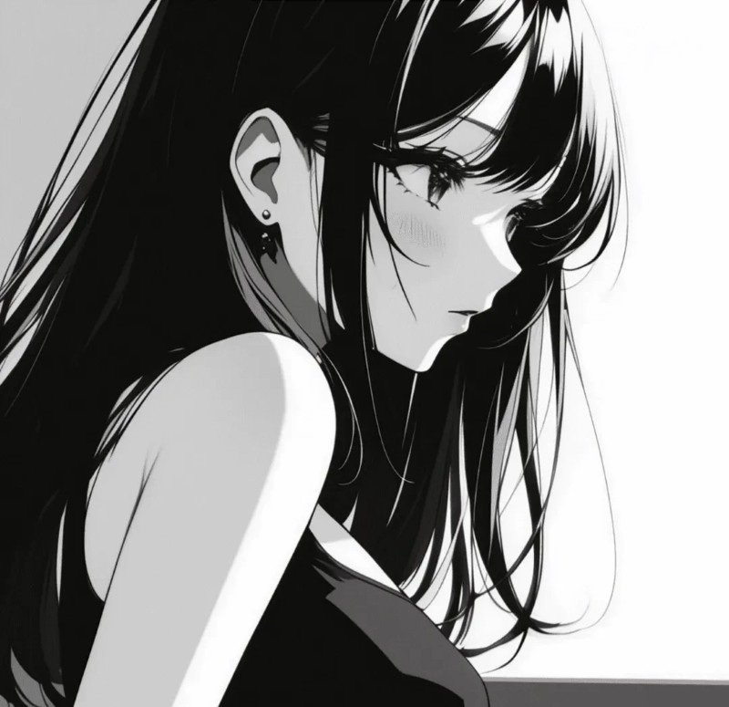 ảnh anime nữ đen trắng 10