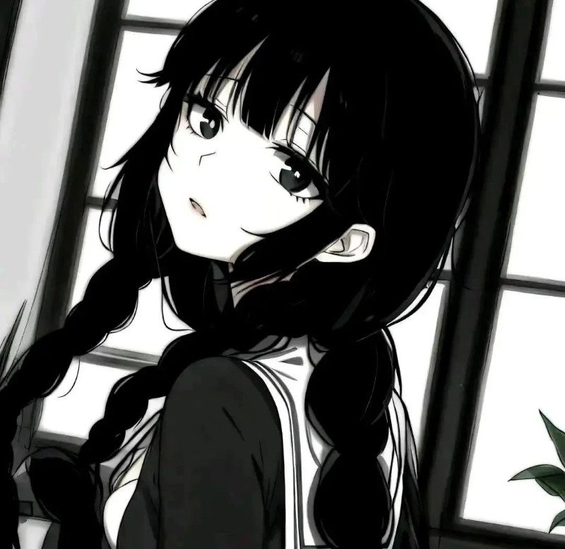 ảnh anime nữ đen trắng 11