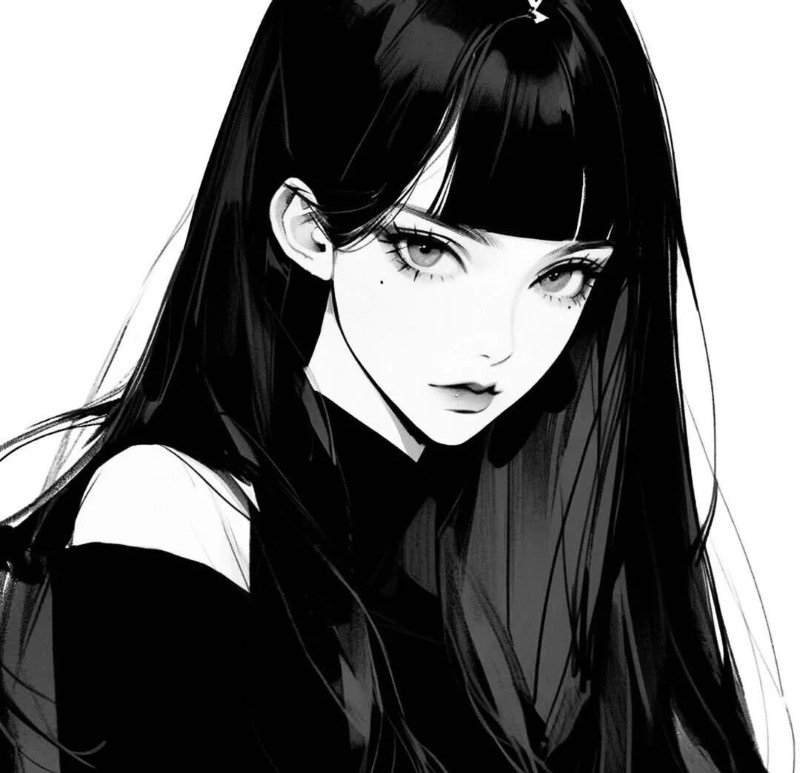 ảnh anime nữ đen trắng 15