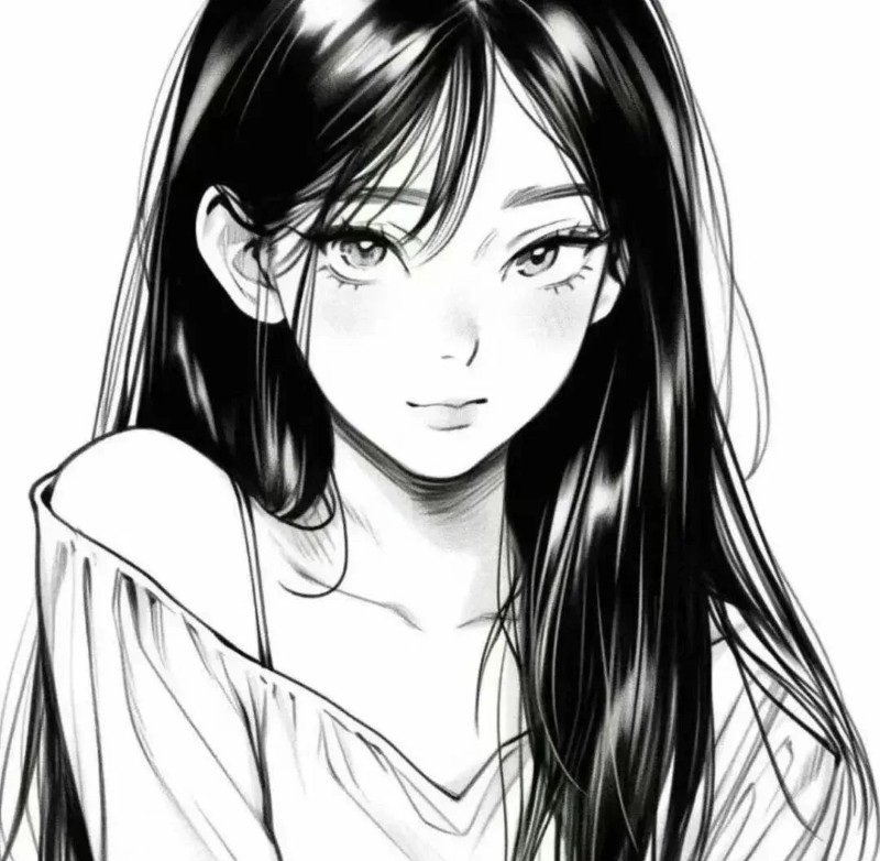 ảnh anime nữ đen trắng 19