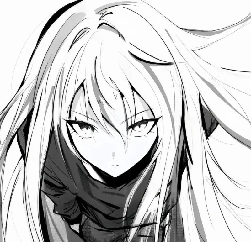 ảnh anime nữ đen trắng 20