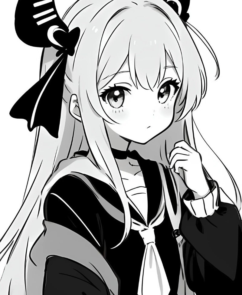 ảnh anime nữ đen trắng 25