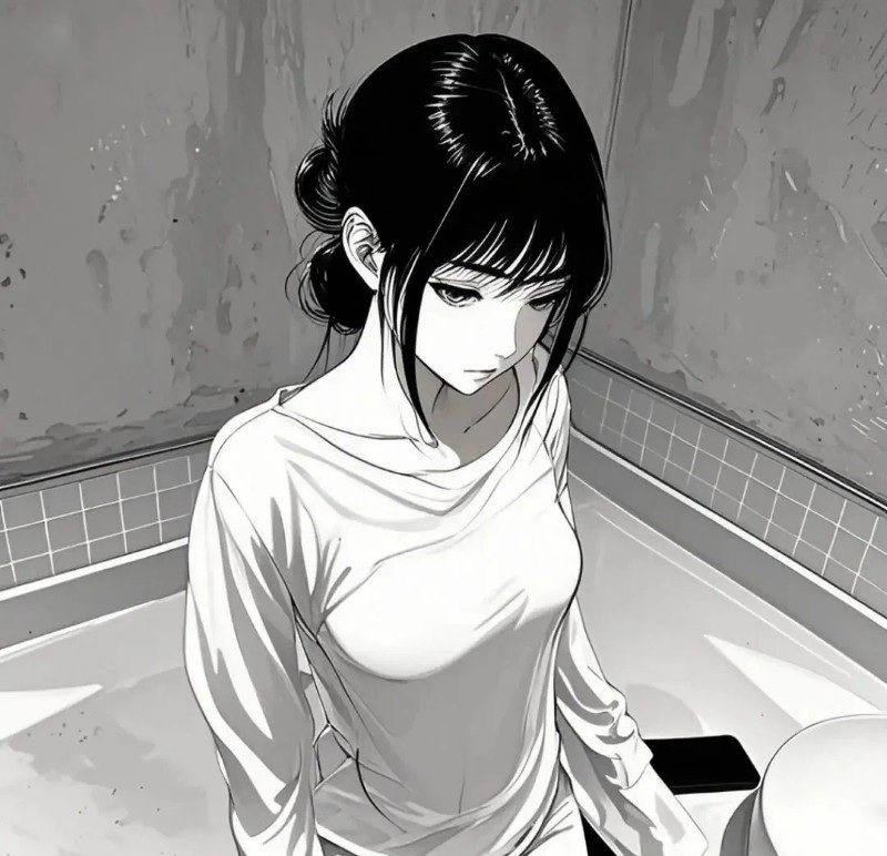 ảnh anime nữ đen trắng 29