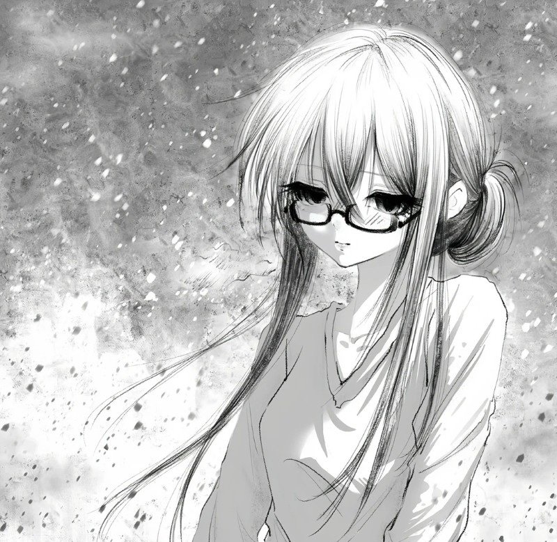 ảnh anime nữ đen trắng 3