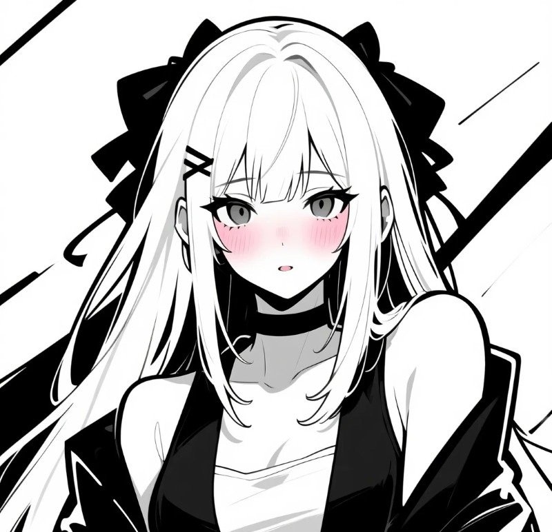 ảnh anime nữ đen trắng 30