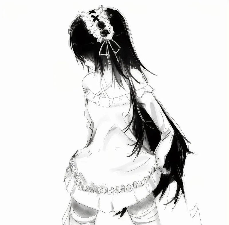 ảnh anime nữ đen trắng 4