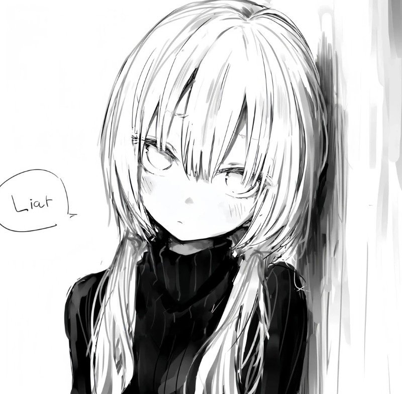 ảnh anime nữ đen trắng 5