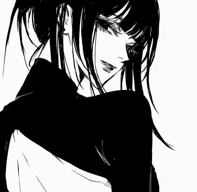 ảnh anime nữ đen trắng 6