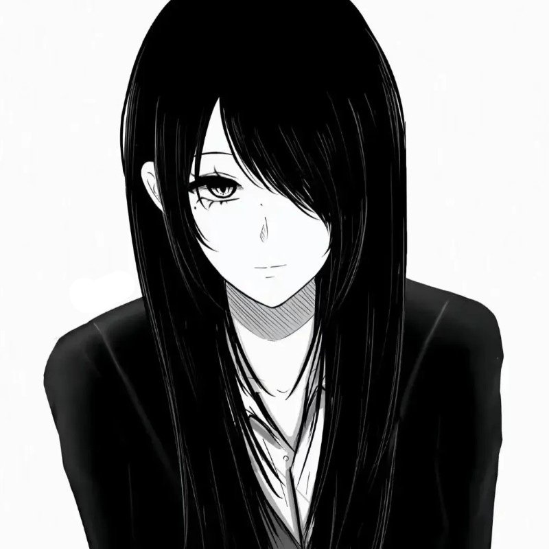 ảnh anime nữ đen trắng 7