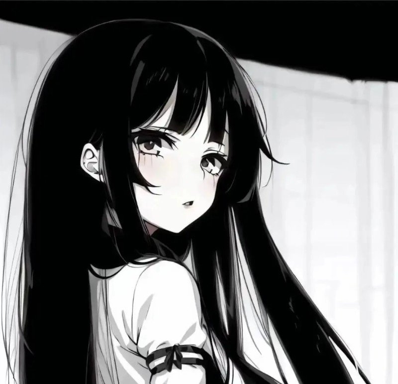 ảnh anime nữ đen trắng 9
