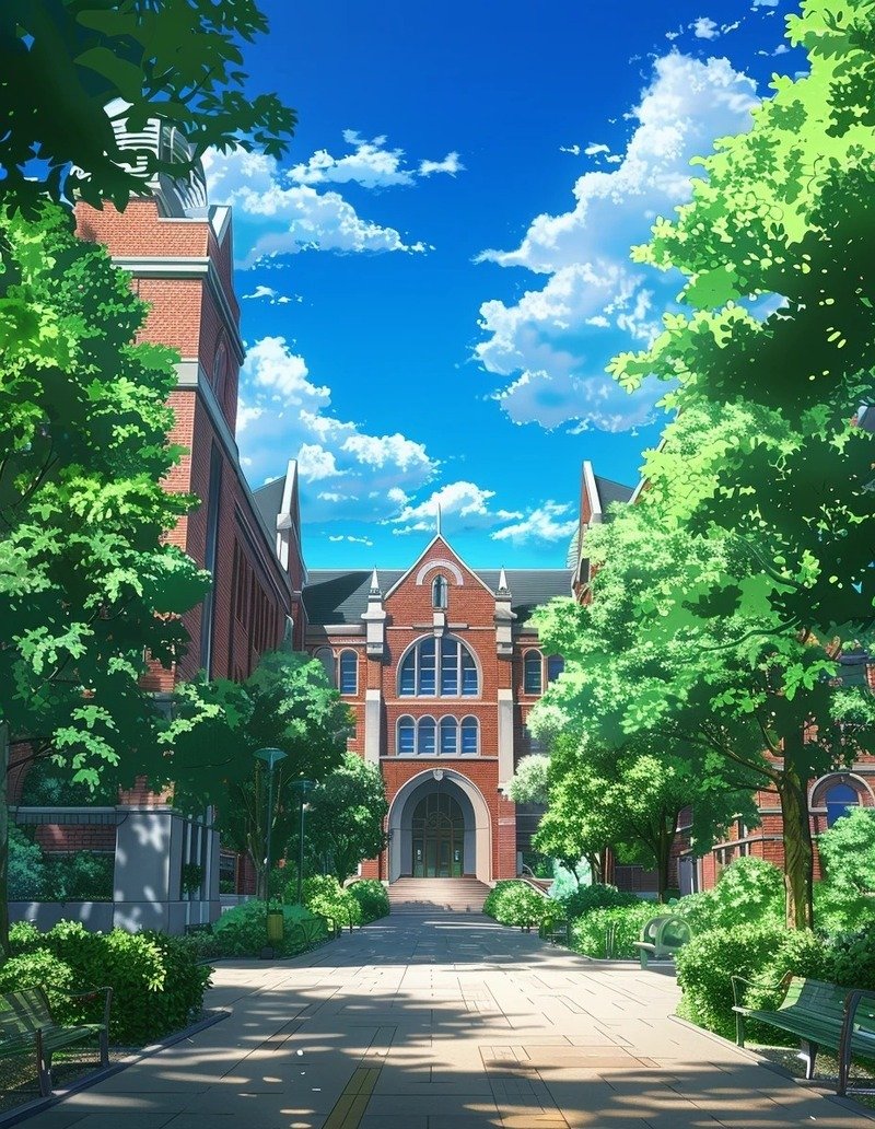 Hình ảnh ngôi trường anime trong xanh