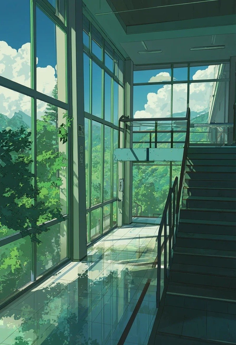 Trường học anime với khung cảnh yên bình