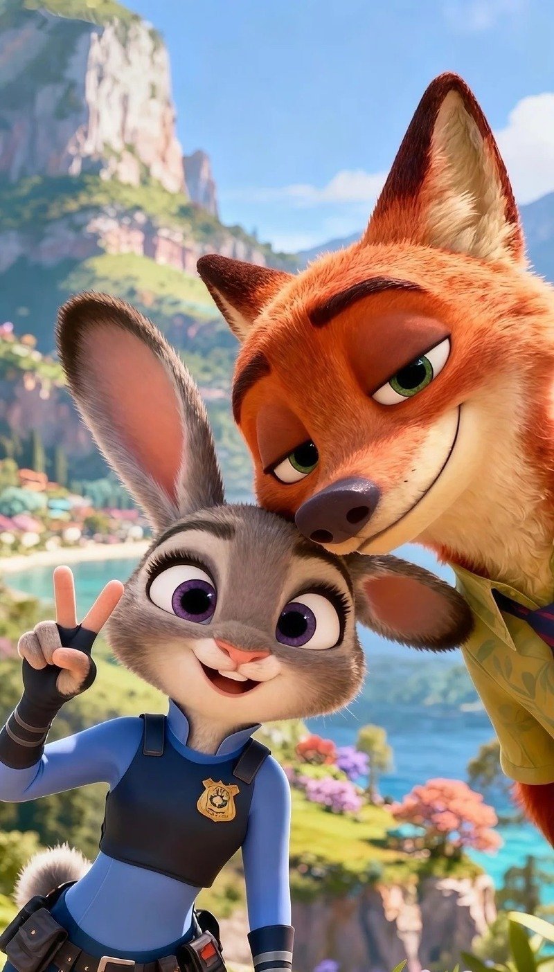 Hình nền cáo và thỏ Zootopia dễ thương dành cho fan hoạt hình