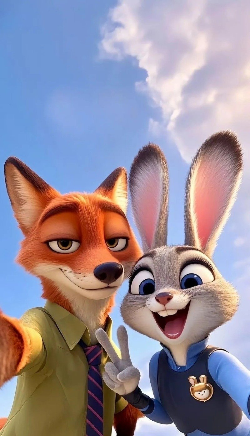 Hình nền cáo và thỏ Zootopia với tạo hình đáng yêu