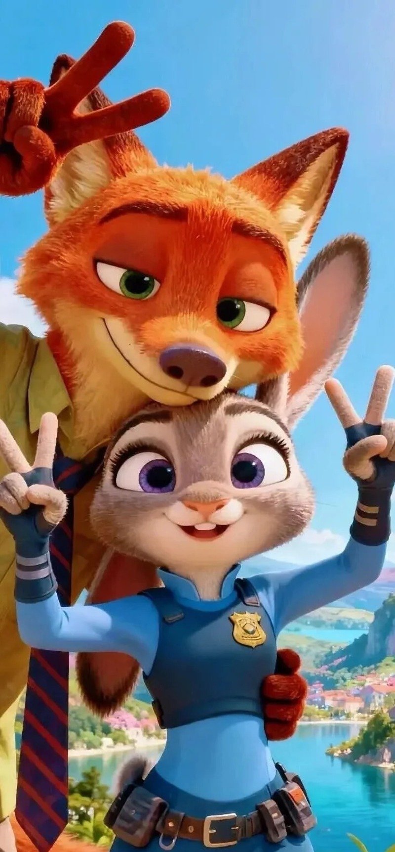 Hình nền cáo và thỏ Zootopia với khoảnh khắc ngọt ngào