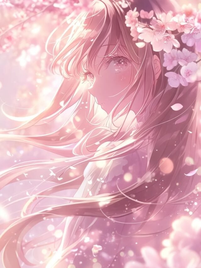 Hình anime tóc hồng cá tính, màu sắc ấn tượng