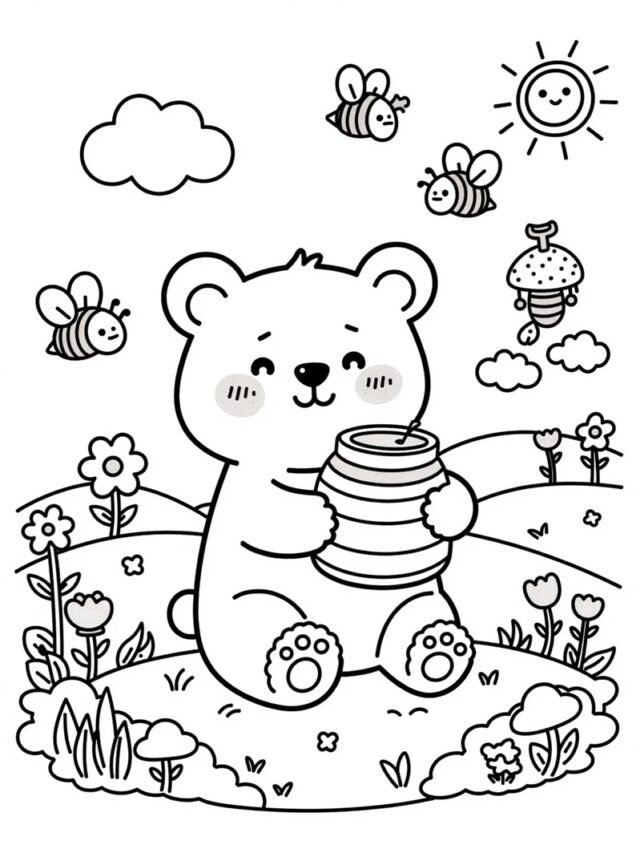 Bộ tranh tô màu con gấu giúp bé phát triển tư duy