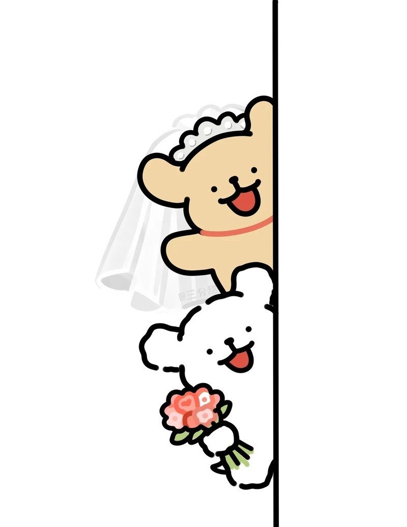 Hình cô dâu chú rể chibi dễ thương trong ngày cưới