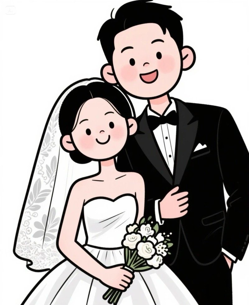 Ảnh cô dâu chú rể chibi làm avatar