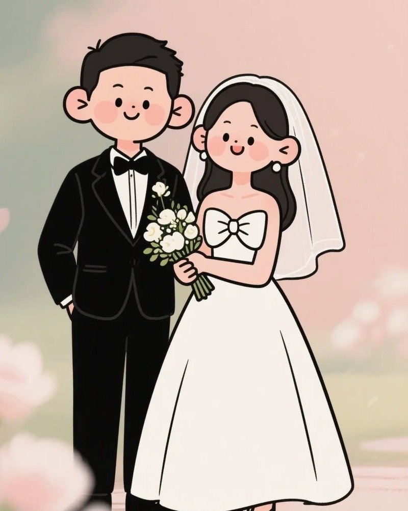 Hình nền cưới chibi dễ thương cho điện thoại