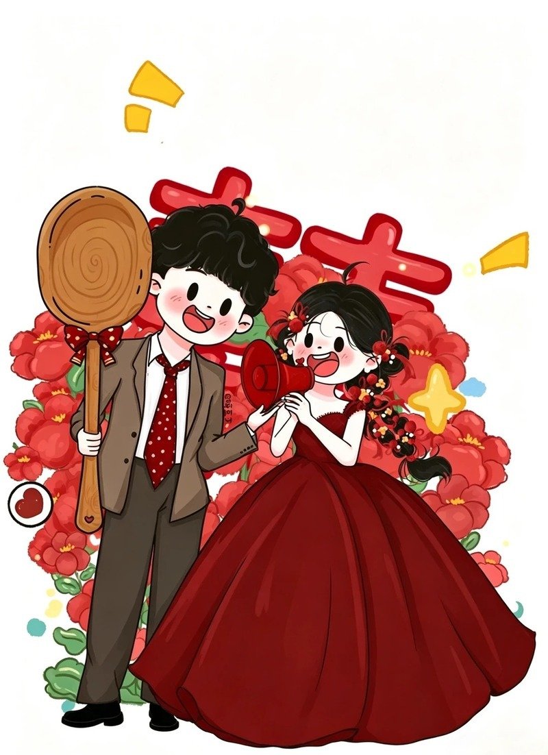 Ảnh cưới chibi với tạo hình xinh xắn