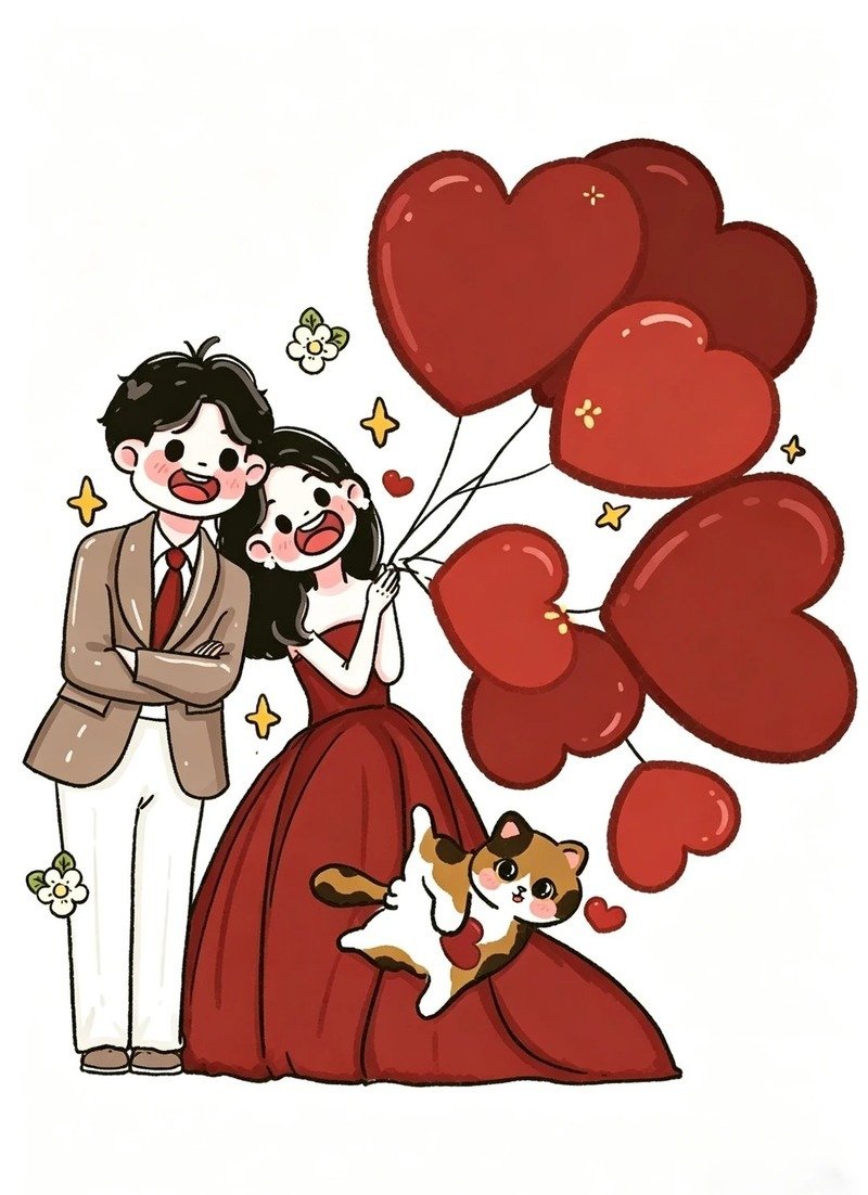 Ảnh cô dâu chú rể chibi đáng yêu