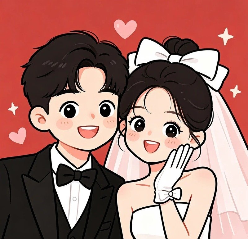 Ảnh cưới cô dâu chú rể chibi độc đáo