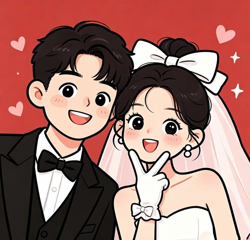 Hình nền cô dâu chú rể chibi đẹp