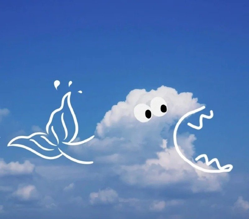 Đám mây cute với biểu cảm vui vẻ