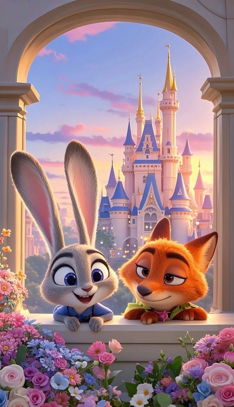 hình nền cáo và thỏ zootopia 2