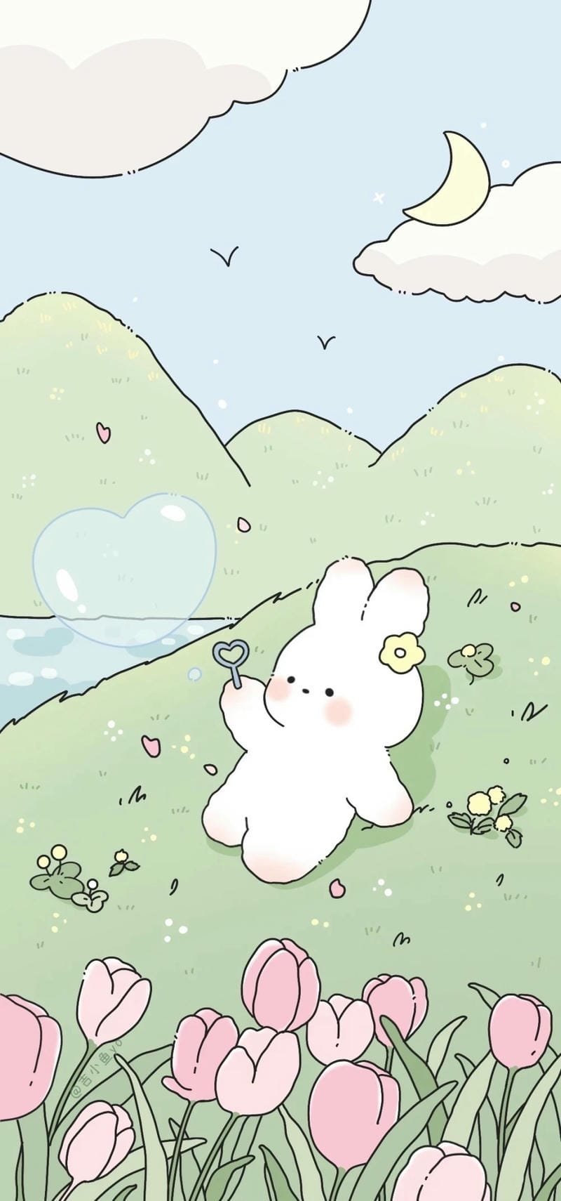 Hình nền con thỏ cute màu hồng ngọt ngào
