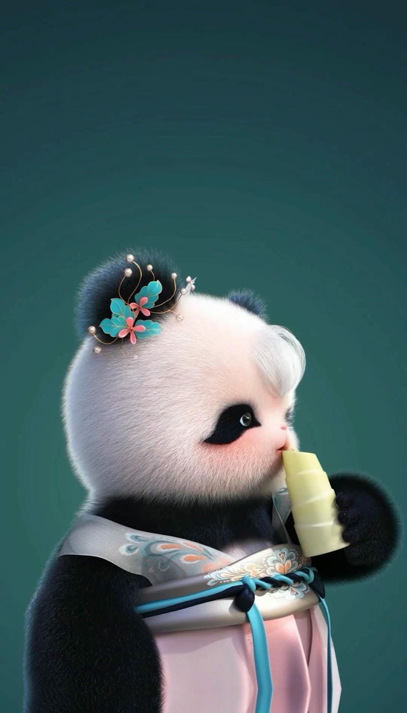 Hình nền gấu trúc cute với biểu cảm đáng yêu ngộ nghĩnh
