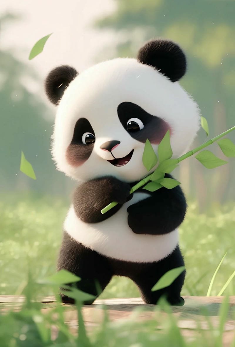 Hình gấu trúc cute phong cách kawaii Nhật Bản