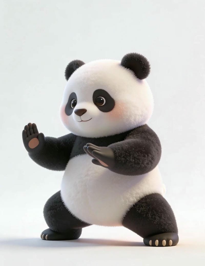 Chú gấu trúc dễ thương đang thư giãn trên cỏ
