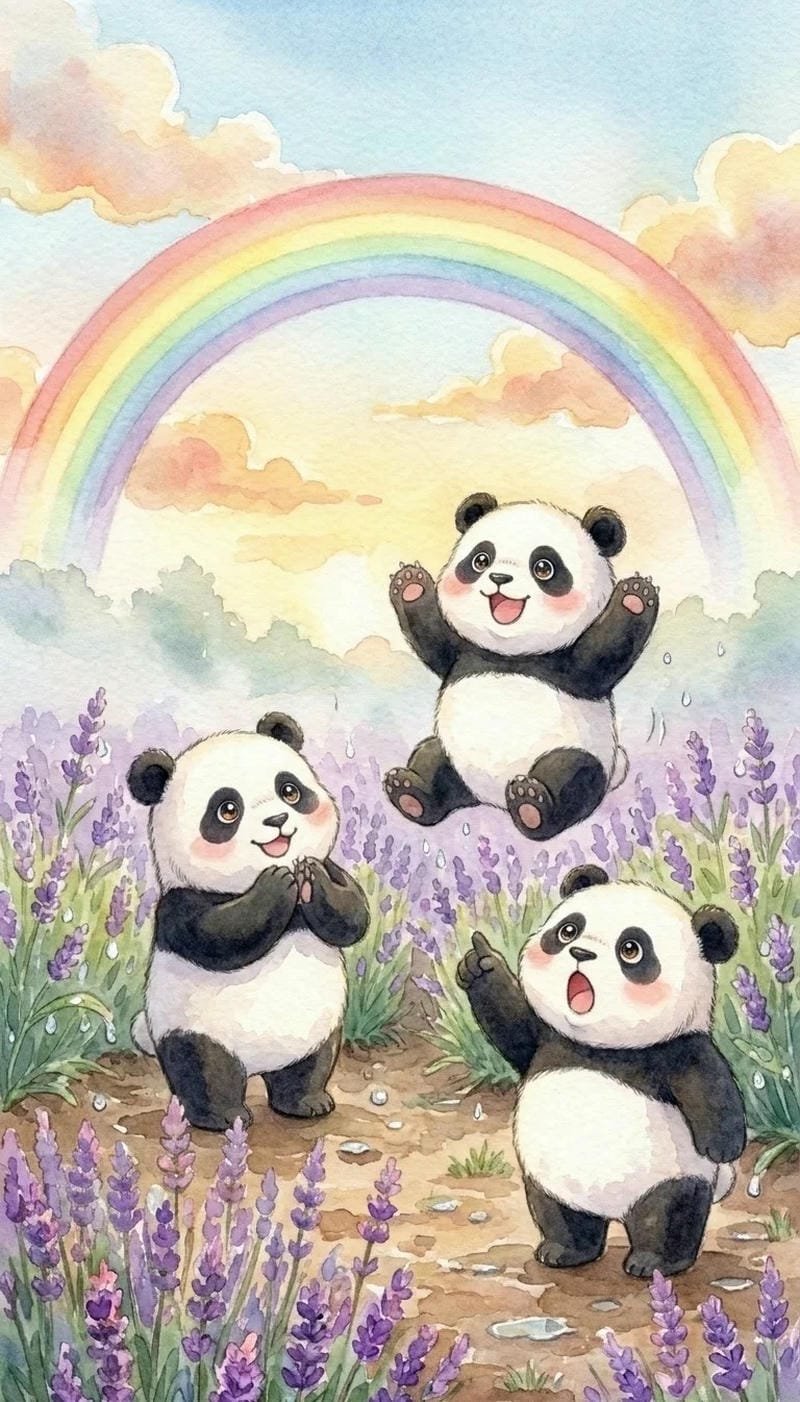 Gấu trúc ngộ nghĩnh giữa vườn hoa đầy màu sắc