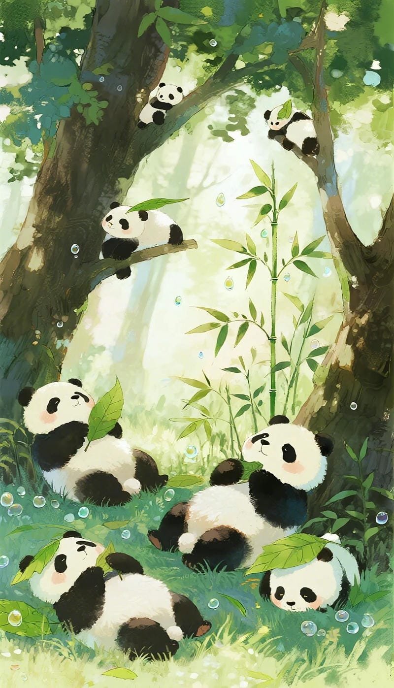 Hình nền gấu trúc dễ thương cho máy tính