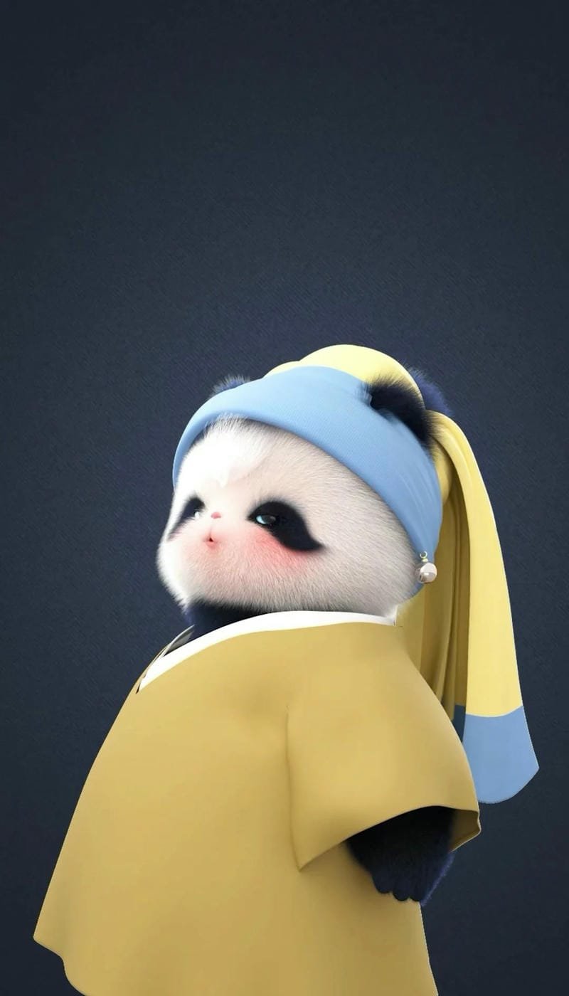 Hình nền gấu trúc cute phong cách chibi dễ thương